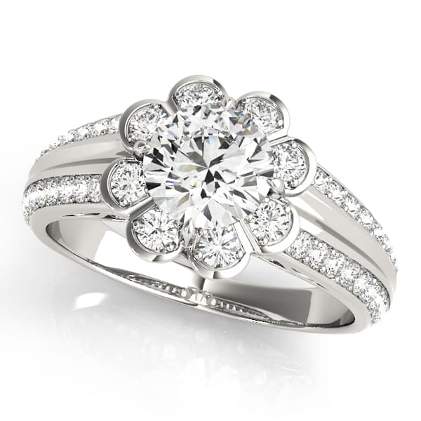 ENGAGEMENT RINGS HALO ROUND — style 50570 in 10k White Gold