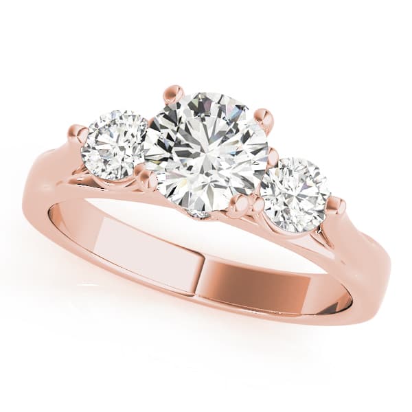 3-Stone Round Engagement Ring, style 50573, Front view in rose gold