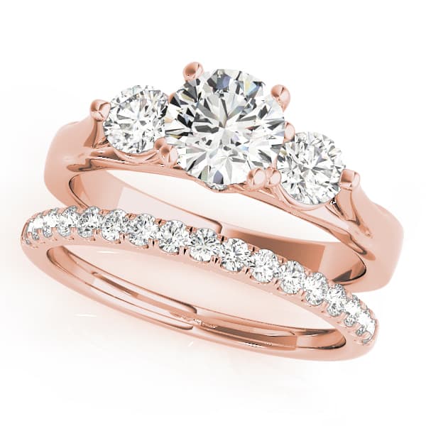 3-Stone Round Engagement Ring, style 50573, On hand view in rose gold