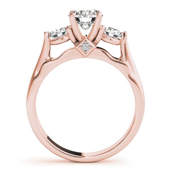 3-Stone Round Engagement Ring, style 50573, Side view in rose gold