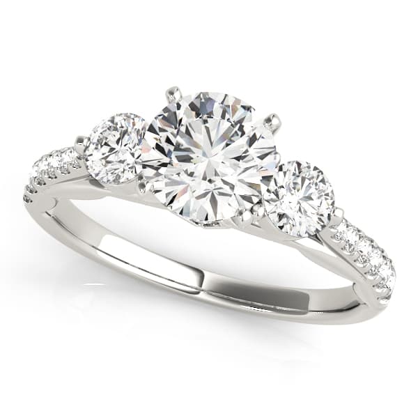 3-Stone Single Row Engagement Ring — style 50574 in 10k White Gold