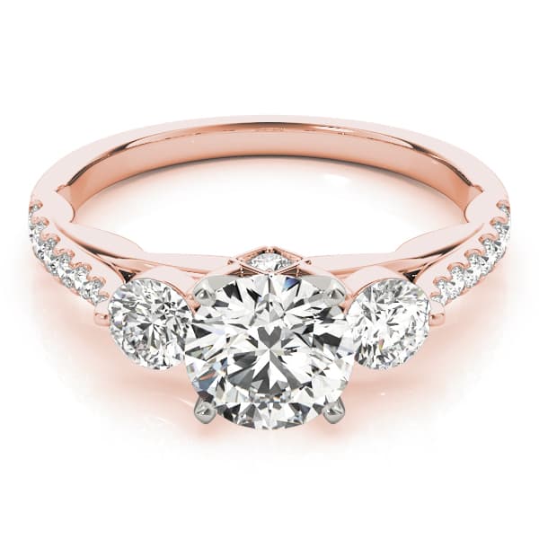 3-Stone Single Row Engagement Ring, style 50574, On hand view in rose gold