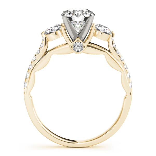 3-Stone Single Row Engagement Ring, style 50574, Side view in yellow gold