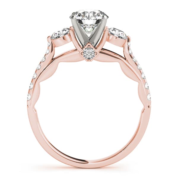 3-Stone Single Row Engagement Ring, style 50574, Side view in rose gold