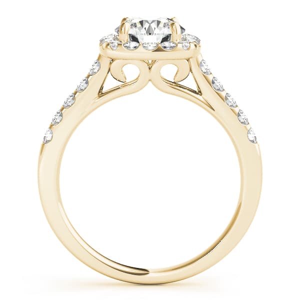 Round Diamond Engagement Ring, Cushion Halo, style 50576, Side view in yellow gold