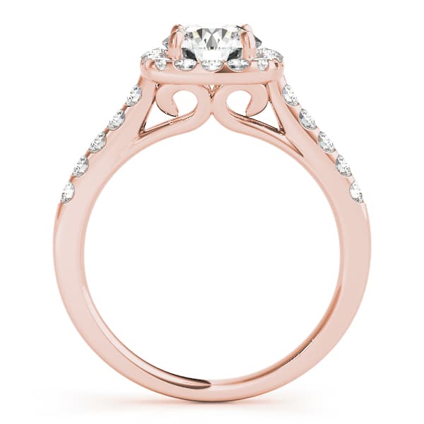 Round Diamond Engagement Ring, Cushion Halo, style 50576, Side view in rose gold