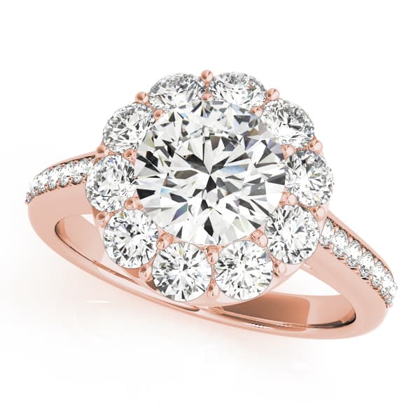 Halo Round Engagement Ring, style 50578, Front view in rose gold