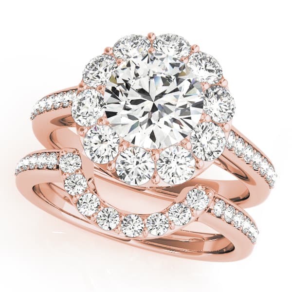 Halo Round Engagement Ring, style 50578, On hand view in rose gold