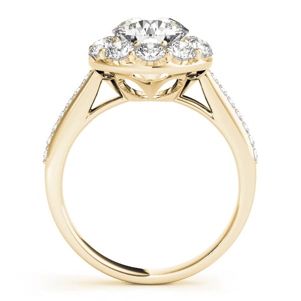 Halo Round Engagement Ring, style 50578, Side view in yellow gold