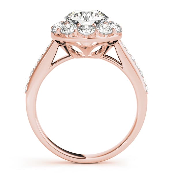 Halo Round Engagement Ring, style 50578, Side view in rose gold