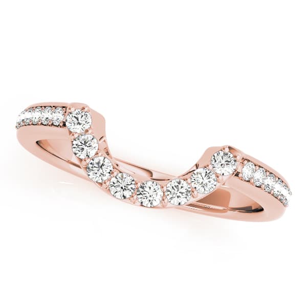 Prong Set Curved Wedding Band (0.21 ct. tw.), Front view in rose gold