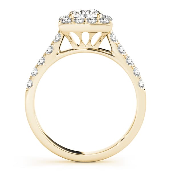 Halo Round Engagement Ring, style 50579, Side view in yellow gold