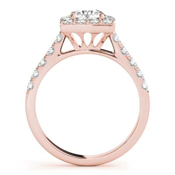 Halo Round Engagement Ring, style 50579, Side view in rose gold