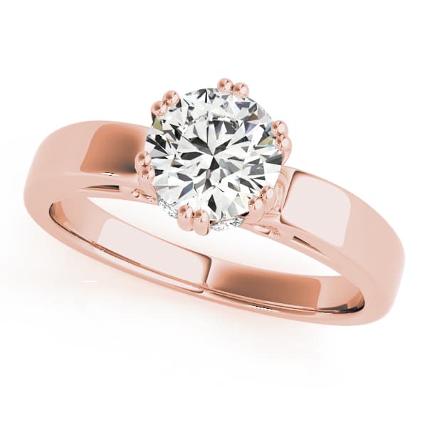 Solitaire Double Prong Engagement Ring, style 50581, Front view in rose gold