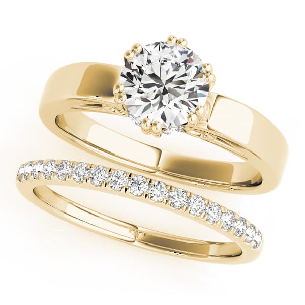 Solitaire Double Prong Engagement Ring, style 50581, On hand view in yellow gold