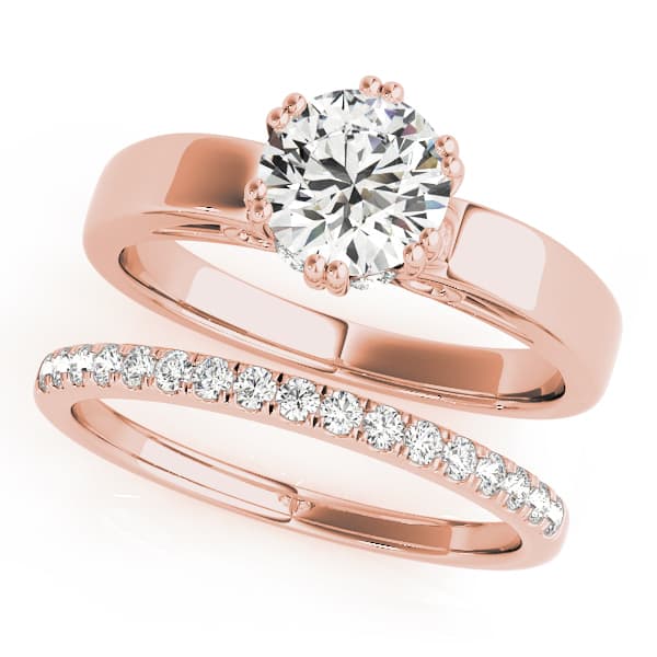 Solitaire Double Prong Engagement Ring, style 50581, On hand view in rose gold