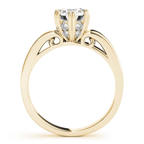 Solitaire Double Prong Engagement Ring, style 50581, Side view in yellow gold