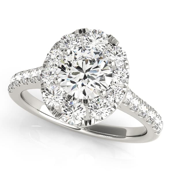Single Row Halo Engagement Rings — style 50582 in 10k White Gold