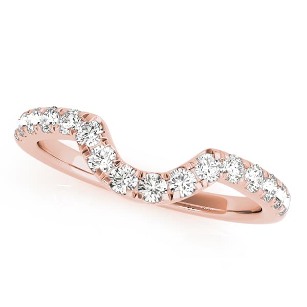 Curved Split Prong Wedding Band (0.4 ct. tw.), Front view in rose gold