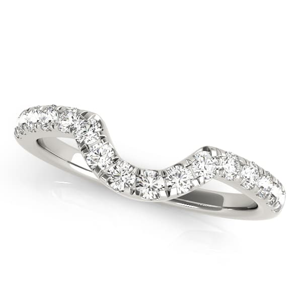 Curved Split Prong Wedding Band — View 1