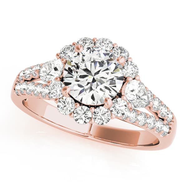Split Shank Halo Engagement Ring, style 50585, Front view in rose gold