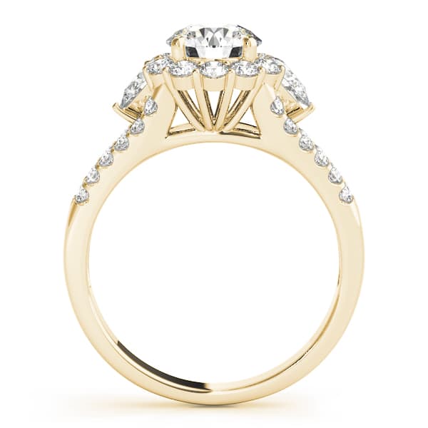 Split Shank Halo Engagement Ring, style 50585, Side view in yellow gold
