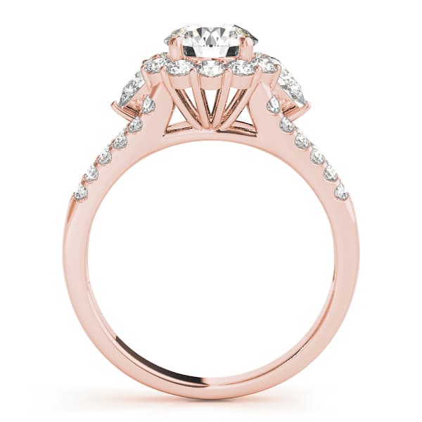 Split Shank Halo Engagement Ring, style 50585, Side view in rose gold