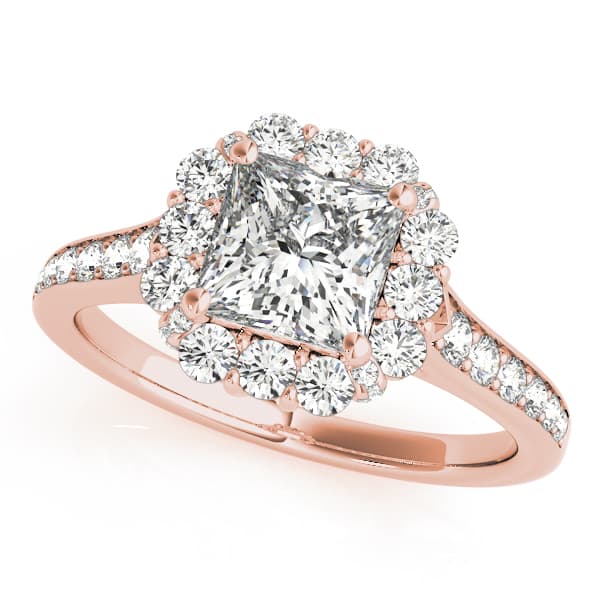 Curved Prong-in-Channel Engagement Ring, 5.0 mm, style 50588, Front view in rose gold