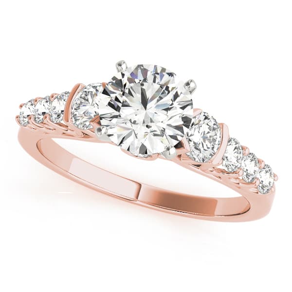 Single Row Prong Engagement Ring, style 50589, Front view in rose gold