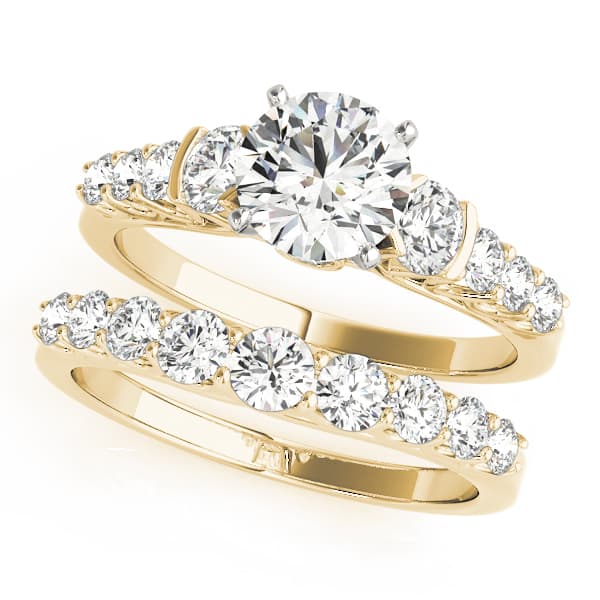 Single Row Prong Engagement Ring, style 50589, On hand view in yellow gold