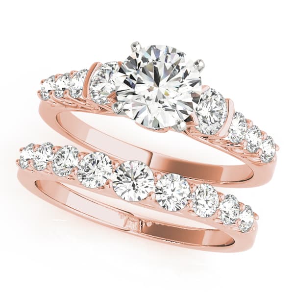 Single Row Prong Engagement Ring, style 50589, On hand view in rose gold