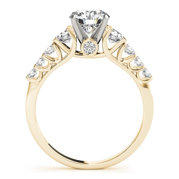 Single Row Prong Engagement Ring, style 50589, Side view in yellow gold