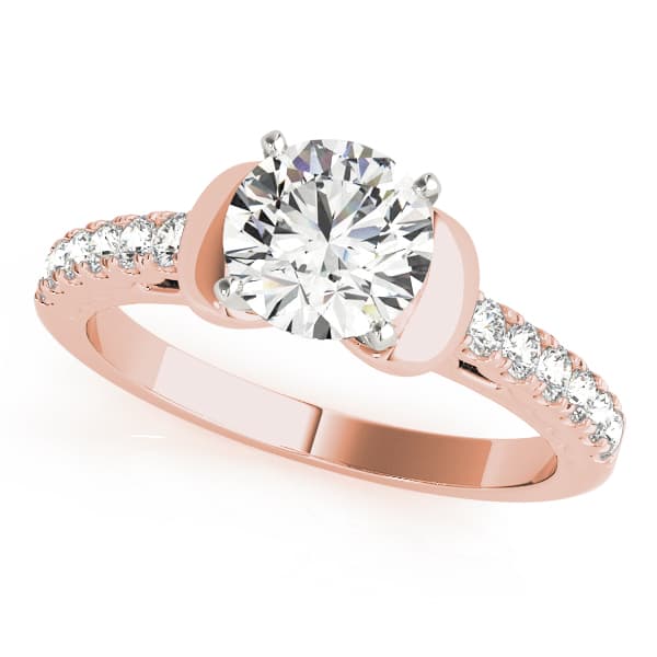 Single Row Prong Engagement Ring, style 50591, Front view in rose gold