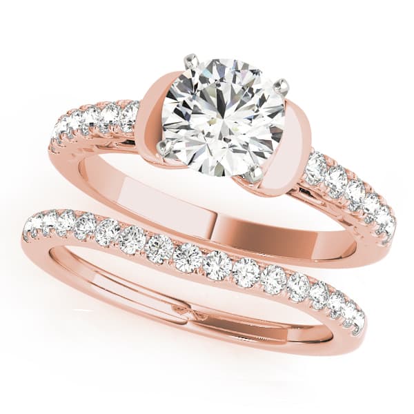 Single Row Prong Engagement Ring, style 50591, On hand view in rose gold
