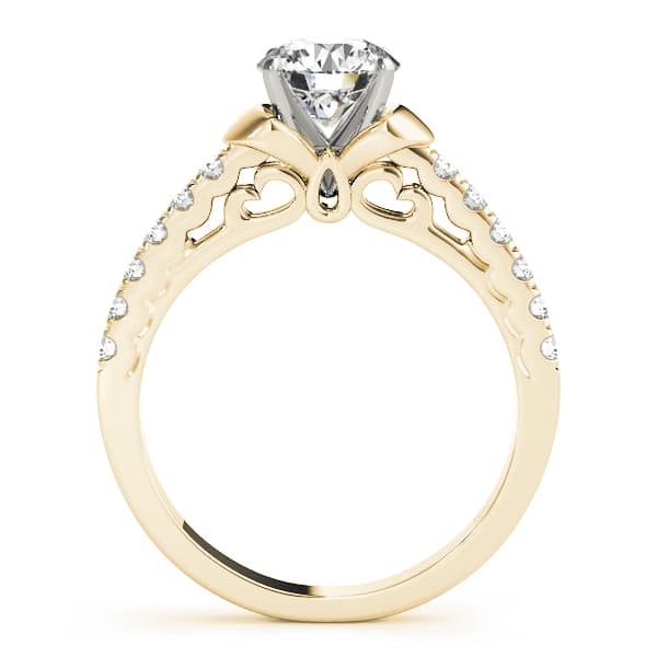 Single Row Prong Engagement Ring, style 50591, Side view in yellow gold
