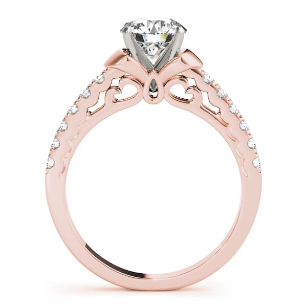 Single Row Prong Engagement Ring, style 50591, Side view in rose gold