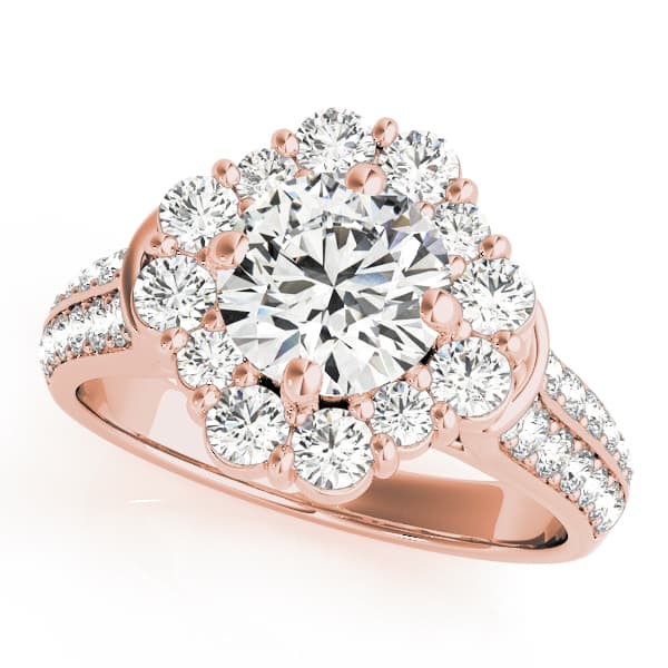Halo Round Engagement Ring, style 50592, Front view in rose gold