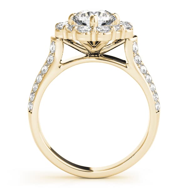 Halo Round Engagement Ring, style 50592, Side view in yellow gold