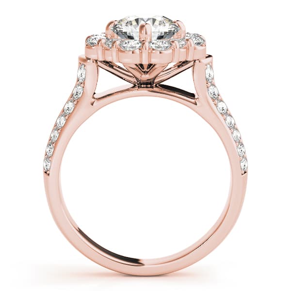 Halo Round Engagement Ring, style 50592, Side view in rose gold