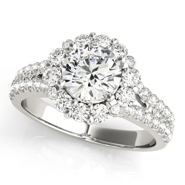Split Shank Halo Round Engagement Ring — style 50594 in 10k White Gold