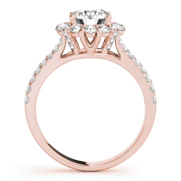 Split Shank Halo Round Engagement Ring, style 50594, Side view in rose gold