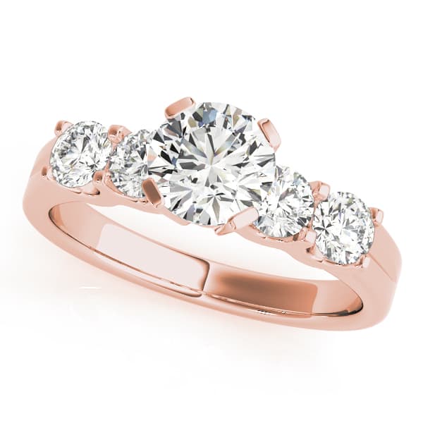 Single Row U-Prong Engagement Ring, style 50602, Front view in rose gold