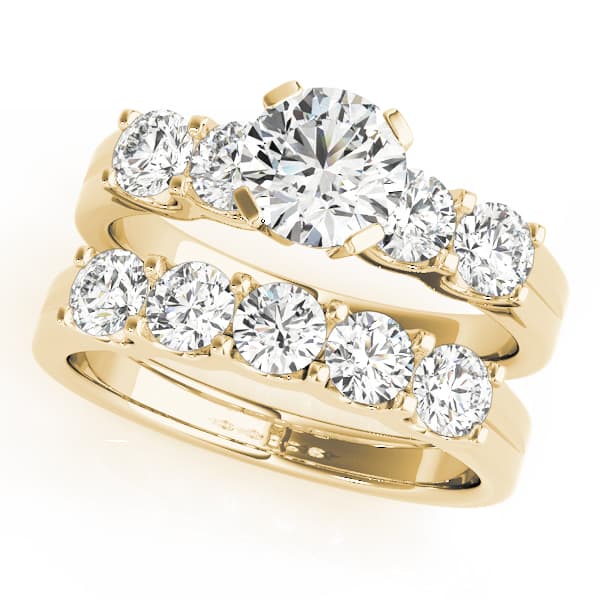 Single Row U-Prong Engagement Ring, style 50602, On hand view in yellow gold