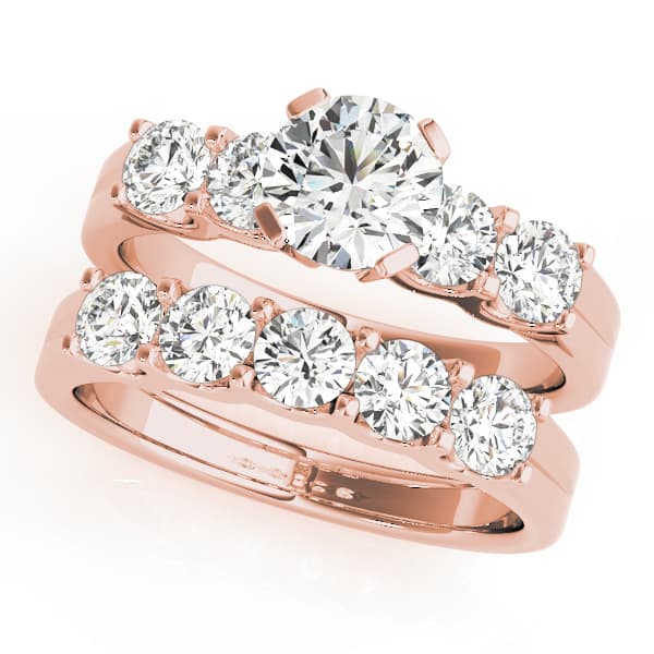 Single Row U-Prong Engagement Ring, style 50602, On hand view in rose gold