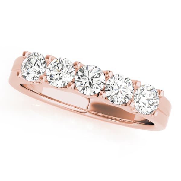 5-Stone U-Prong Wedding Band (3/4 ct. tw.), Front view in rose gold