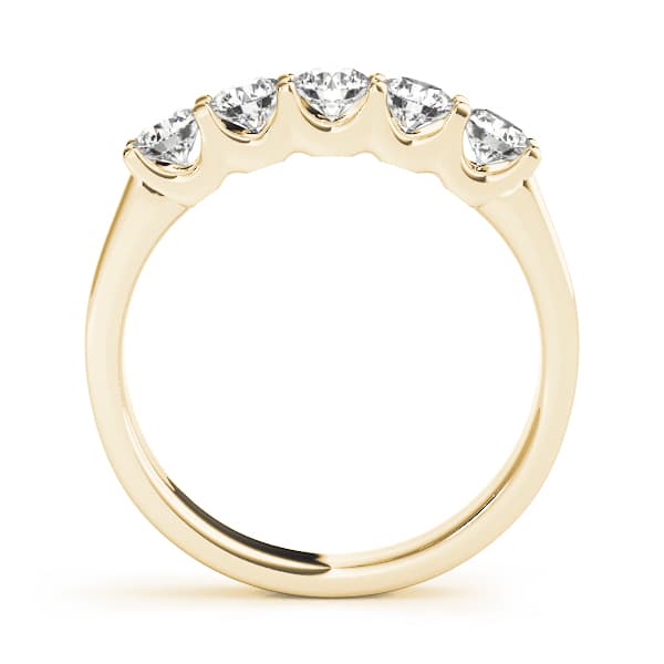 5-Stone U-Prong Wedding Band (3/4 ct. tw.), Side view in yellow gold