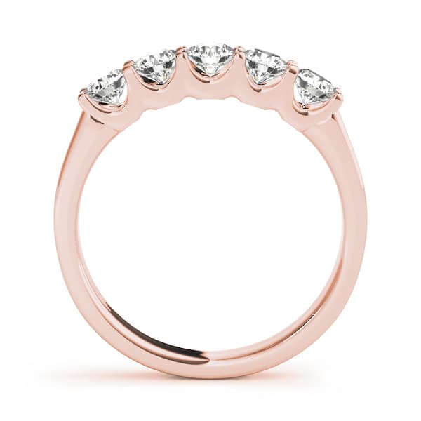 5-Stone U-Prong Wedding Band (3/4 ct. tw.), Side view in rose gold