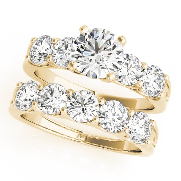 Single Row Prong Engagement Ring, style 50603, On hand view in yellow gold