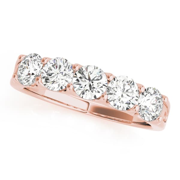 5-Stone Shared-Prong Wedding Band (1 1/2 ct. tw.), Front view in rose gold
