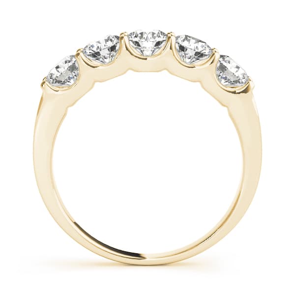 5-Stone Shared-Prong Wedding Band (1 1/2 ct. tw.), Side view in yellow gold